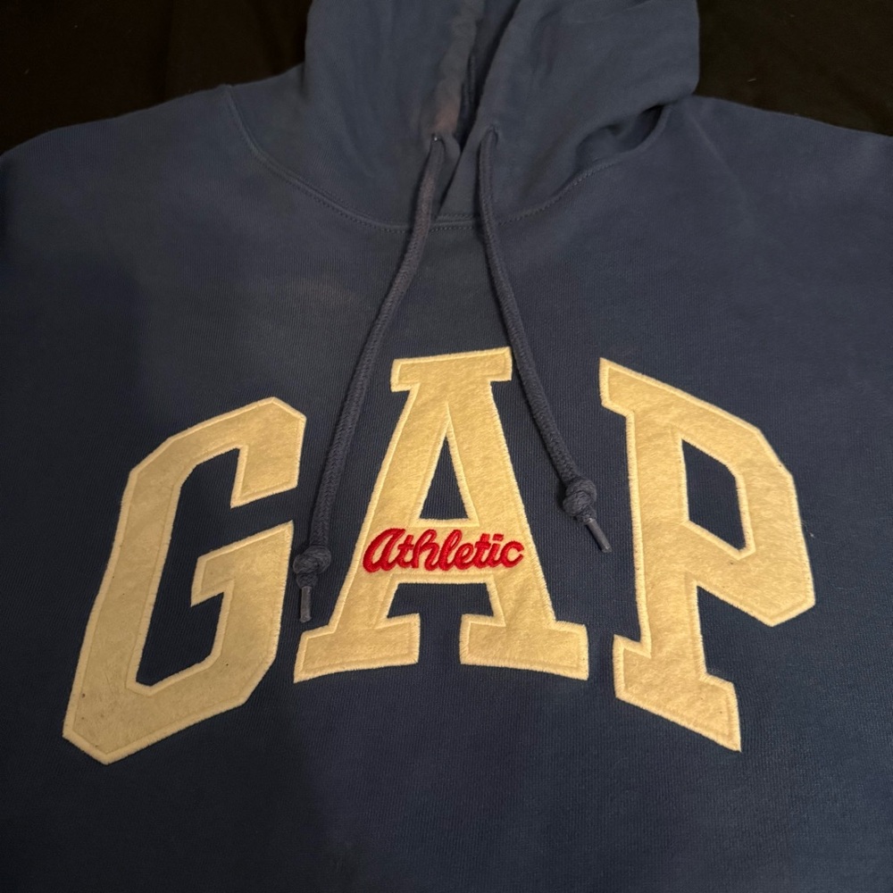 GAP Athletic Blue Hoodie with Cream Letters